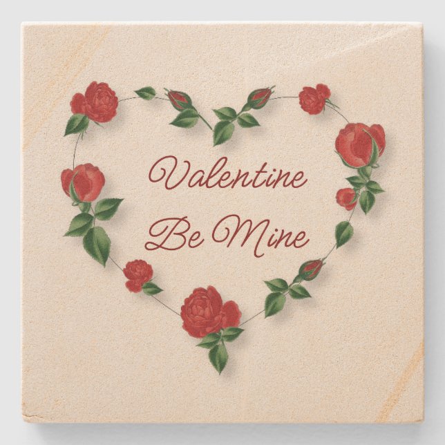 Snygg Blommigt Heart Stone Underlägg (Framsidan)