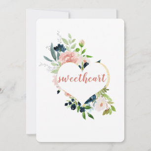 Snygg Blommigt Hjärtvåring Valentine Julkort