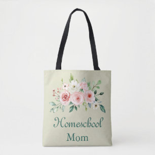 Snygg Blommigt Homeschool Mamma Tote Tygkasse