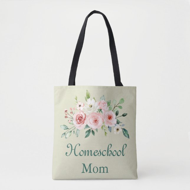 Snygg Blommigt Homeschool Mamma Tote Tygkasse (Framsida)