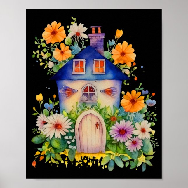 Snygg Blommigt House Poster (Framsidan)