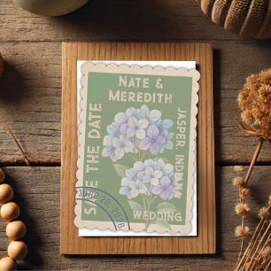 Snygg Blommigt Hydrangea Anpassningsbar Spara Datumet
