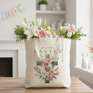 Snygg Blommigt Kor Glad påsk Christian Tygkasse