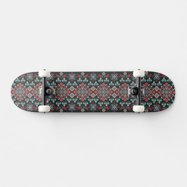 Snygg Blommigt Kor Stitch Embroidery Mönster Mini Skateboard Bräda 18,5 Cm (Horz)