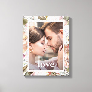 Snygg Blommigt med Kärlek Typografi Photo Canvastryck