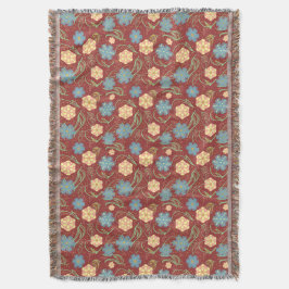 Snygg blommigt modern mönster - röd filt