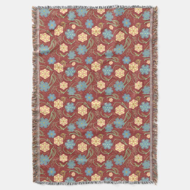 Snygg blommigt modern mönster - röd filt (Framsidan Vertikal)