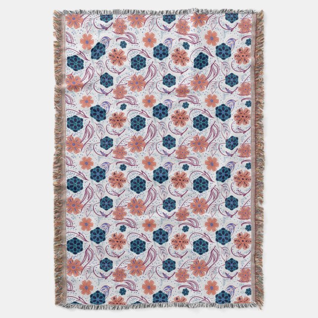 Snygg blommigt modern mönster - vit filt (Framsidan Vertikal)