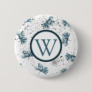 Snygg Blommigt Monogram Grunge Knapp