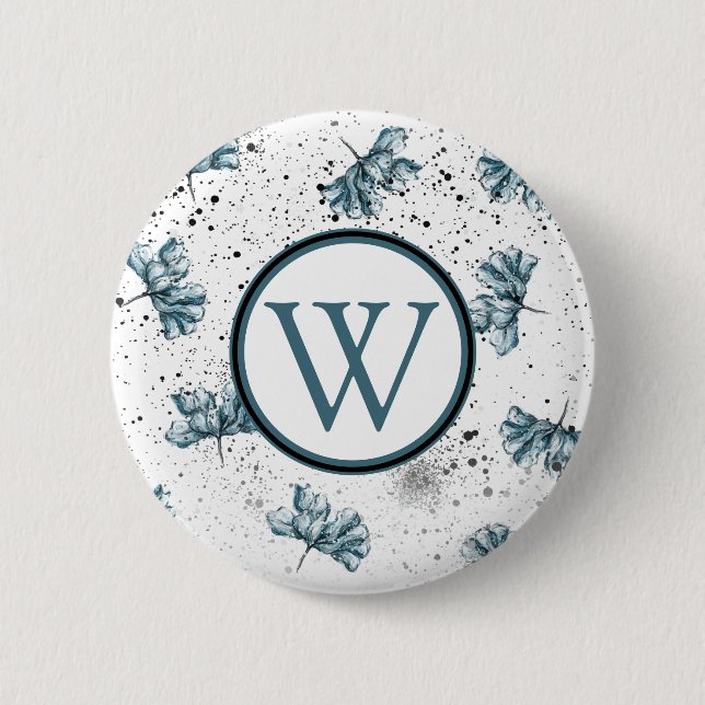 Snygg Blommigt Monogram Grunge Knapp (Framsida)