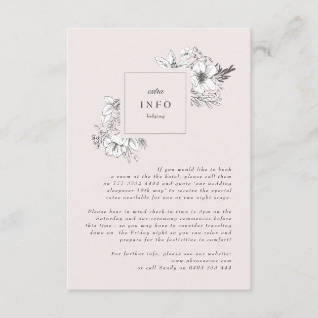 Snygg  Blommigt Monogram Sketchad andedräkt Tilläggskort (Framsida)