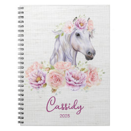 Snygg Blommigt Pony DIY Namn Anteckningsbok