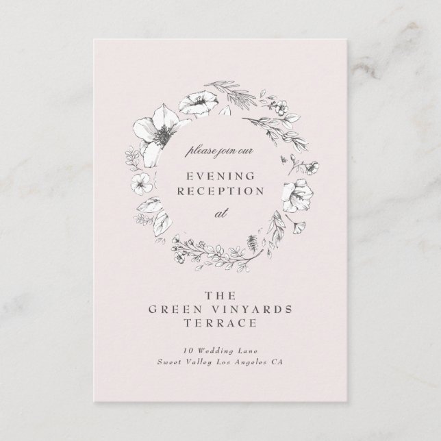 Snygg  Blommigt Sketchad andningsmottagning Tilläggskort (Framsida)