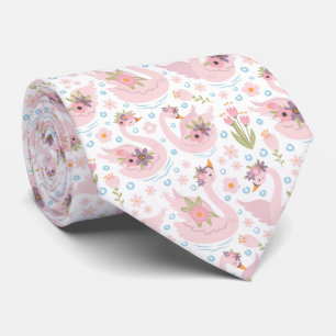 Snygg Blommigt Svan Neck Tie Slips