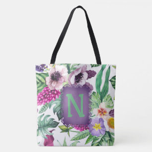 Snygg Blommigt Tote Bag Tygkasse