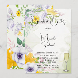 Snygg Blommigt Vår morgon Brunch & Bubly Inbjudningar