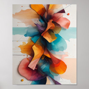 Snygg Blommigt Vatten-färg med flytande Poster