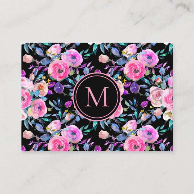 Snygg  Blommigt, vattenfärg Visitkort (Framsida)