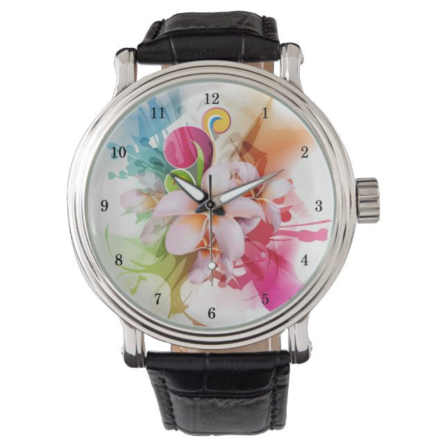 Snygg Blommigt Wrist Watch Armbandsur (Framsida)