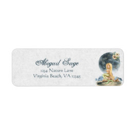 Snygg blond havfrue och fullmåne strandadress returadress etikett