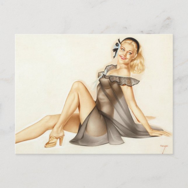 Snygg blond! Vintage-stift-flicka Vykort (Framsida)