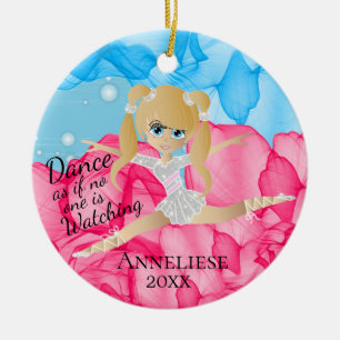 Snygg Blonde Dancing Ballerina Julgransprydnad Keramik