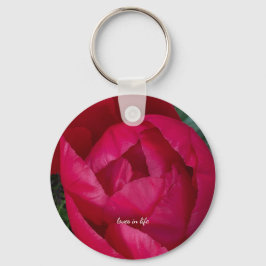 Snygg Blooming Red Peony Nyckelring