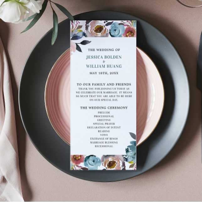 Snygg Blooms Blommigt Vår bröllop Ceremony Program (Skapare uppladdad)