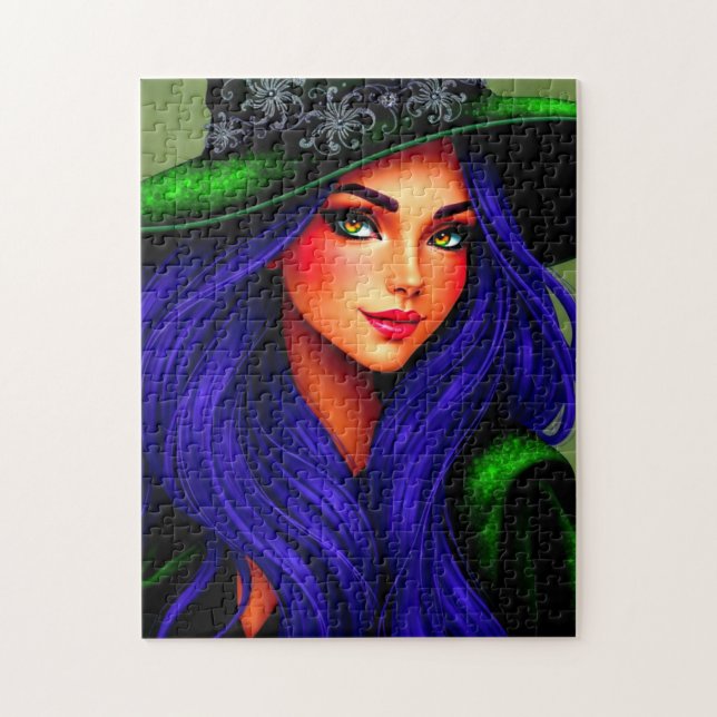 Snygg Blue-Halls Halloween Witch Pussel (Vertikal)
