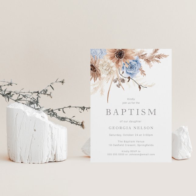 Snygg Boho-Blommigt Alla seasons-baptism Inbjudningar (Skapare uppladdad)
