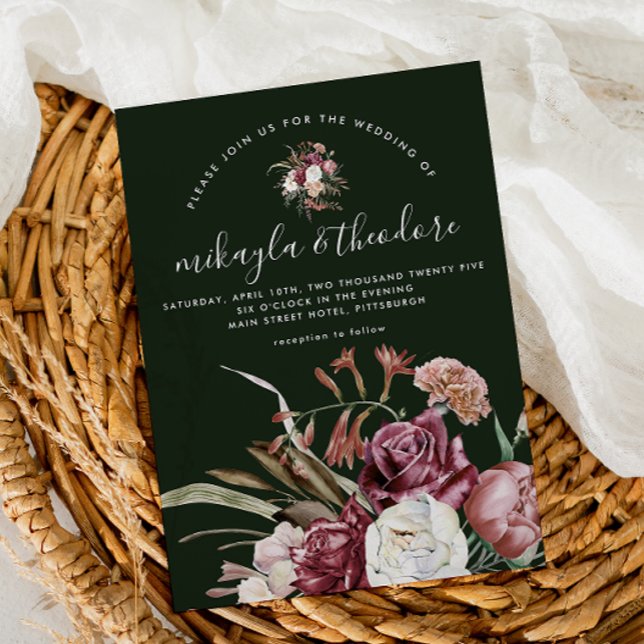 Snygg Boho-Blommigt på Grönt Photo Inbjudningar (Skapare uppladdad)