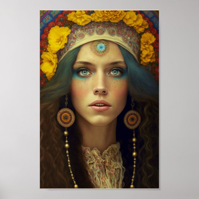 Snygg Boho Hippie Woman Poster (Framsidan)