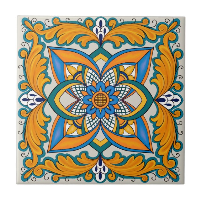 Snygg Boho Italienska Tile Kakelplatta (Framsidan)