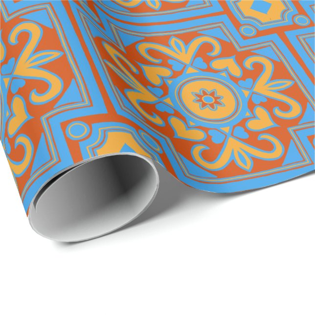 Snygg Boho Italienska Tile Presentpapper (Rullad Hörn)