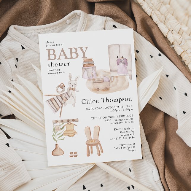 Snygg Boho Nursery Girl Baby Shower Inbjudningar (Skapare uppladdad)