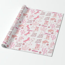 snygg boho rolig rosa cowgirl västerländsk mönster presentpapper