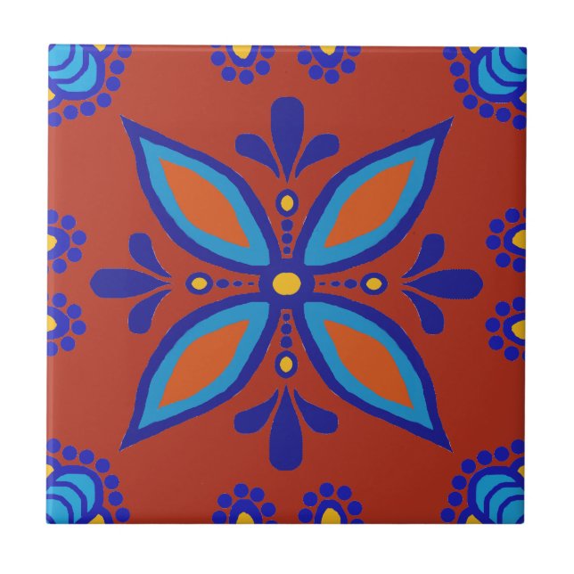 Snygg Boho Talavera Tile Kakelplatta (Framsidan)