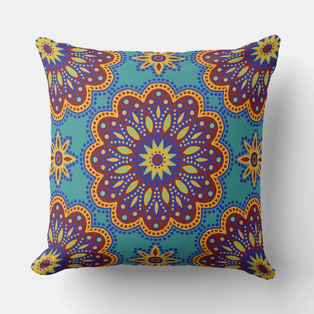 Snygg Boho Talavera Tile Kudde (Framsida)