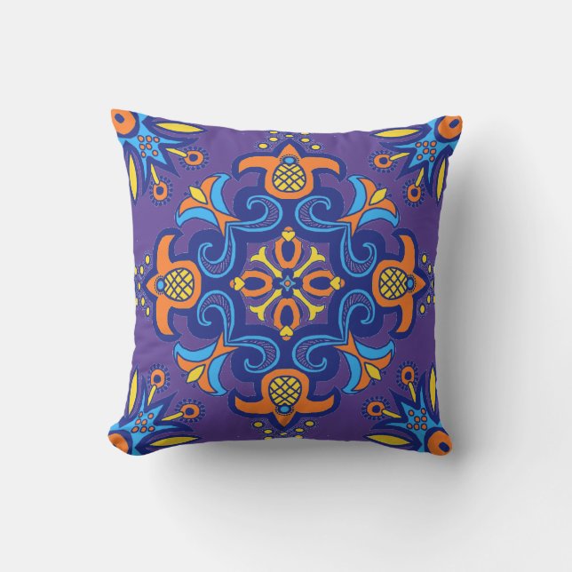 Snygg Boho Talavera Tile Kudde (Framsida)