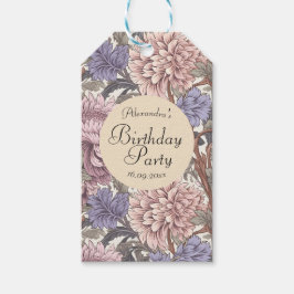 Snygg botanisk Rosa Lila Söt Birthday Presentetikett