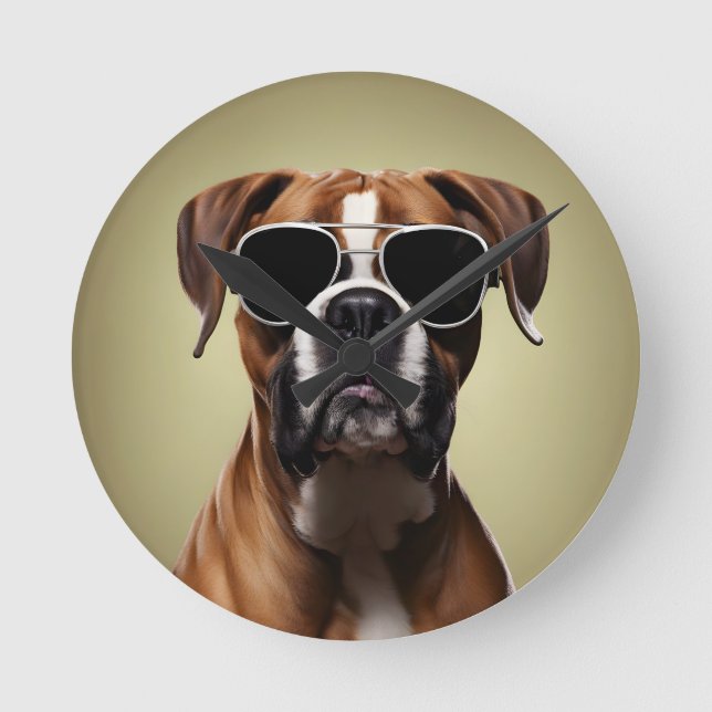 Snygg boxerhund rund klocka (Framsida)