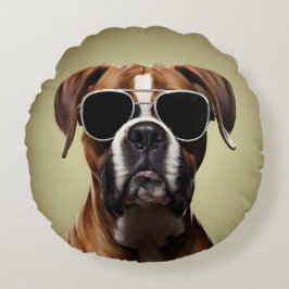 Snygg boxerhund rund kudde