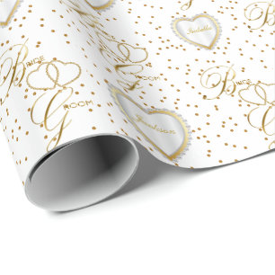 Snygg Bride och Groom Guld Heart - Bröllop Presentpapper