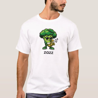 Snygg Broccoli som spelar Saxofon | Rolig Jazz Grö T Shirt
