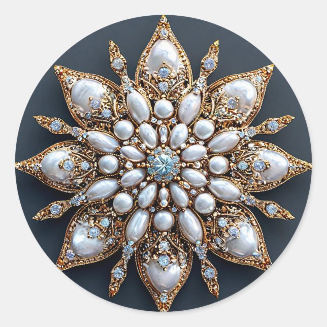 Snygg Brooch Runt Klistermärke (Framsida)