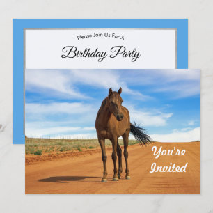 Snygg Brown Horse Road Foto Birthday Inbjudningar