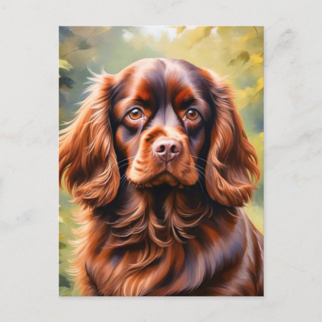 Snygg Brown Spaniel Hund Vykort (Framsida)