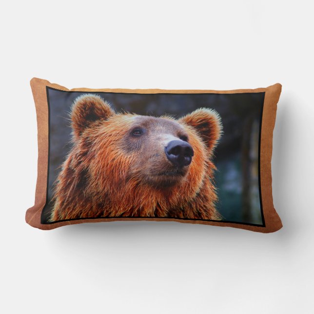 Snygg brun Bear Porträtt Wildlife Photo Lumbarkudde (Framsida)