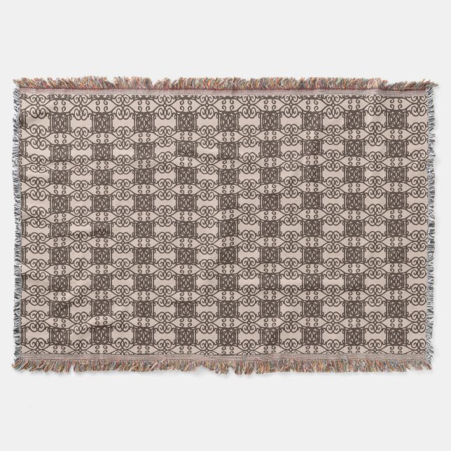 Snygg brun och beige mönster filt (Framsidan)