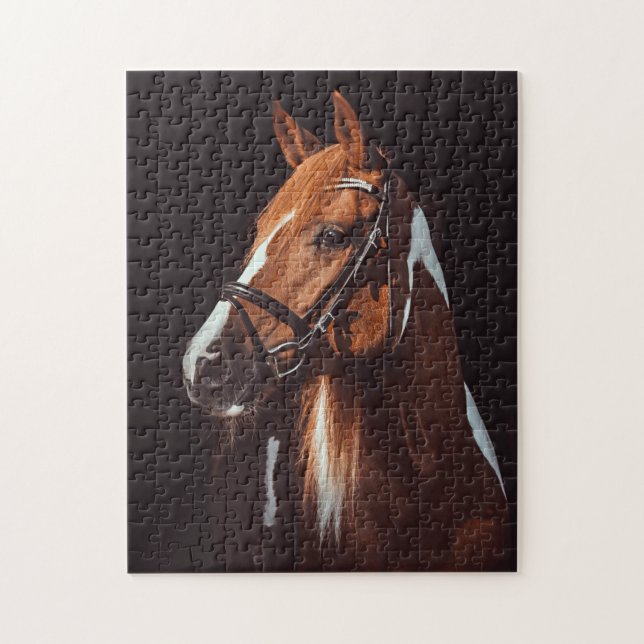 Snygg brun Paint Horse Porträtt Photo Pussel (Vertikal)